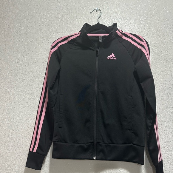 Adidas Women's Black Bomber Jacket with Pink Accents - Picture 6 of 9